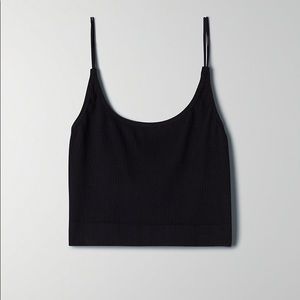 Aritzia Black Ribbed Cami Micro Straps Tank Top